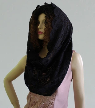 Платок для храма из гипюра Lady Solomia 60х110см черный RC10