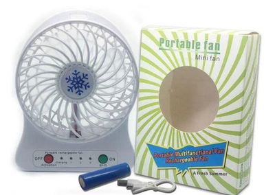 Настільний міні вентилятор Portable Fan USB на підставці Білий 1 FAN