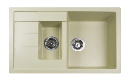 Кухонная мойка гранит Adamant ANILA PLUS Ivory + Сифон двойной Nova