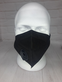 Багаторазова маска респіратор для обличчя Q-Med KN95, з клапаном, чорний