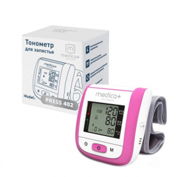Тонометр MEDICA+ PRESS 402 автоматичний на зап'ясті гарантія 2 роки Рожевий PN
