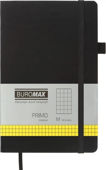 Записная книга Buromax Primo 125x195 мм 96 листов в клетку обложка из искусственной кожи Черная (BM.291161-01)