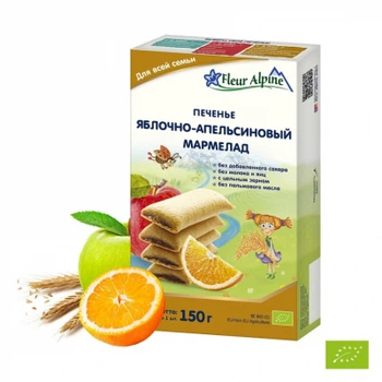 Дитяче печиво Fleur Alpine органічне яблучно-апельсиновий мармелад 150 г (1684019)