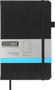 Записная книга Buromax Etalon 125x195 мм 96 листов в точку обложка из искусственной кожи Черная (BM.291360-01)
