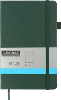 Записная книга Buromax Etalon 125x195 мм 96 листов в точку обложка из искусственной кожи Зеленая (BM.291360-04)