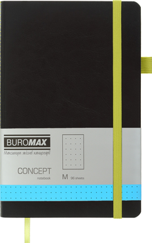 Нотатник Buromax Concept 125x195 мм 96 аркушів в точку обкладинка зі штучної шкіри Жовта (BM.291362-08)