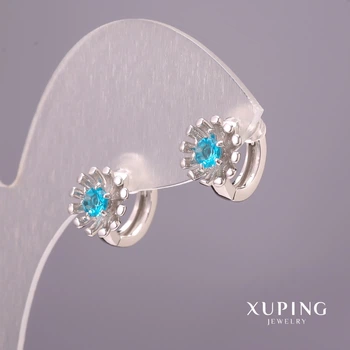Сережки Xuping з блакитними каменями 9х13мм Родій, ida55479