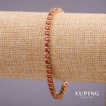 Браслет Xuping с камнями красного цвета, толщина 4 мм, длина 18–19 мм позолота 18 карат, ida56253