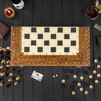 Шахматы и нарды ручной работы STRYI, ексклюзивная резьба, 60*30 см, арт. 209