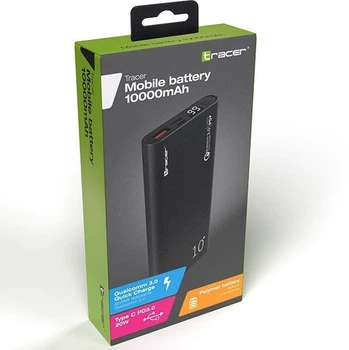 Повербанк із швидкою зарядкою PD3.0/QC3.0 та дисплеєм TRACER 10000mah |1USB/1Type-C, 3A/20W| Чорний