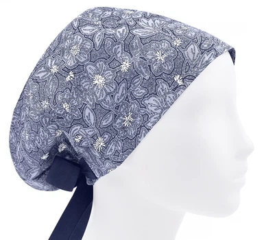 Медицинская шапочка женская HeadwearUniverse универсальная принт цветы на синем