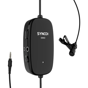 Петличный микрофон Synco с регулировкой уровня сигнала 6 метров для смартфонов и камер черный