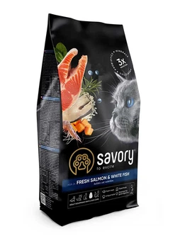 Сухой корм Savory Fresh Salmon & White Fish для длинношерстных котов со свежим лососем и белой рыбой 2 кг