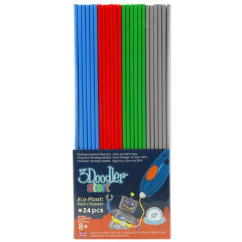 Набор стержней для 3D-ручки 3Doodler Start Mix 24 шт (серый, голубой, зеленый, красный) [44757]