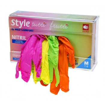 Перчатки нитриловые Tutti Frutti прочные разноцветные 4 цвета без пудры 96шт M