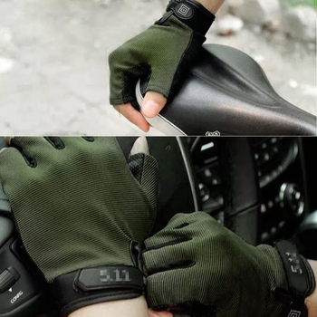 Тактичні рукавиці безпалі 5.11 тонкі L Зелений