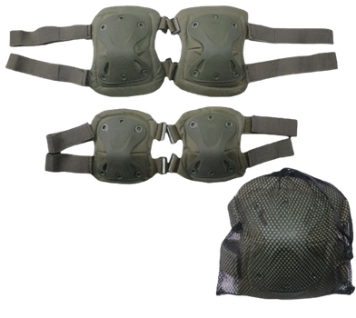 Комплект тактичного захисту Combat наколінники+налокотники карбон, універсальний розмір, олива