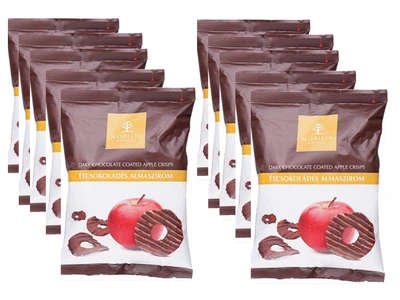 Упаковка конфет Nobilis яблочные чипсы в черном шоколаде Barry Callebaut 50г *10шт (5997690713325)