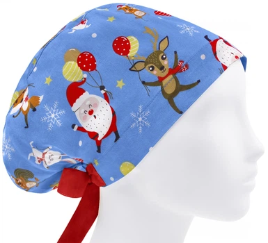 Медицинская шапочка женская HeadwearUniverse универсальная принт животные с шарами