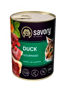 Влажный корм Savory для привередливых котов с уткой, 400г