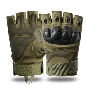 Тактические, штурмовые беспалые перчатки (велоперчатки, мотоперчатки) TG-04 Green L