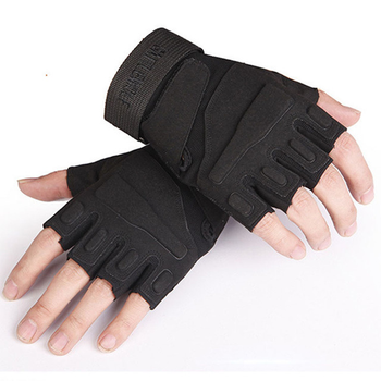 Тактические, штурмовые беспалые перчатки (велоперчатки, мотоперчатки) BattleWolf Black M