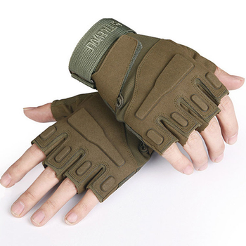 Тактические, штурмовые беспалые перчатки (велоперчатки, мотоперчатки) BattleWolf Green XL