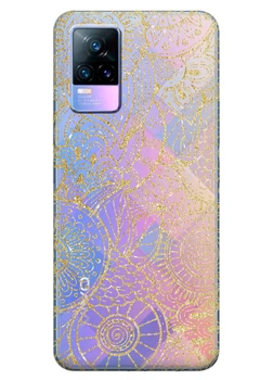 Прозрачный силиконовый чехол iSwag для Vivo V21e с рисунком - Золотая мандала (ISVV21E7)