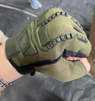Штурмовые тактические перчатки без пальцев (универсальный размер) Хаки