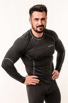 Рашгард (лонгслив) мужской спортивный ACTIX Energy Dry PRO лёгкий влагоотводящий, черный (графит), серый шов