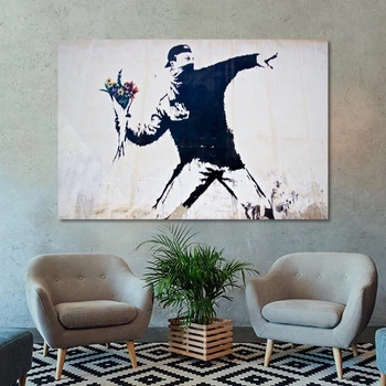 Картина Бенкси Коктейль Молотова 60x90 см (Код товара:idea-31 ) -