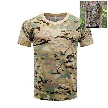 Тактическая футболка Flas-2; XXL/56р; 100% Хлопок. Камуфляж/зеленый. Армейская футболка Флес. Турция