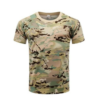 Тактична футболка Flas-2; XXL/56р; 100% бавовна. Камуфляж / зелений. Армійська футболка Флес. Туреччина