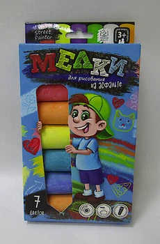Мел для рисования на асфальте, 7 штук, большие DANKO TOYS (MEL-01-05)