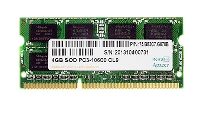 Оперативная память Apacer SODIMM DDR3 4Gb 2Rx8 1333Mhz PC3-10600 CL9 (75.B83C7.G070B)