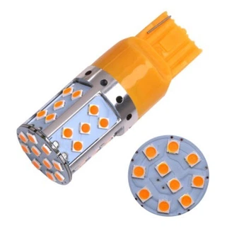 Светодиодная лампа 7440 T20 W21W W3x16d 35SMD 3030 12V с обманкой Жёлтая Avtoexpect (74220)