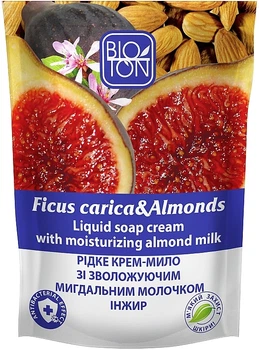 Рідке крем-мило "Інжир із зволожуючим мигдальним молочком" - Bioton Cosmetics Active Fruits "Ficus carica & Almonds" Soap (дой-пак) 1000ml (409049-28919)