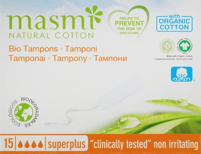 Тампоны органические без аппликатора, 15шт - Masmi Super Plus 15шт (791745-31382)