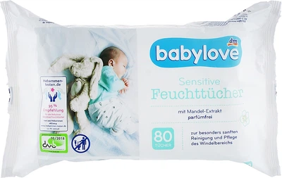 Вологі серветки для дітей - Babylove Sensitive 80шт (883094-49199)