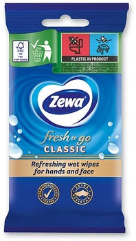 Салфетки вологі, 10 шт. - Zewa Classic Wipes 10шт (952443-34586)