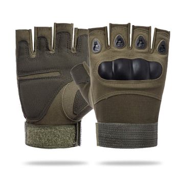 Тактические беспалые перчатки (велоперчатки, мотоперчатки) Eagle Tactical ET-01 Green Размер L