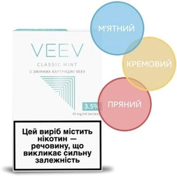 Картридж для POD систем VEEV Classic Mint 39 мг 1.5 мл 2 шт (7622100818489)