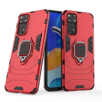 Чехол Iron Ring для Xiaomi Redmi Note 11 / Note 11S противоударный бампер с подставкой Red