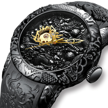 Наручные часы AlexMosh мужские Megalith Black-Gold Dragon Sculpture