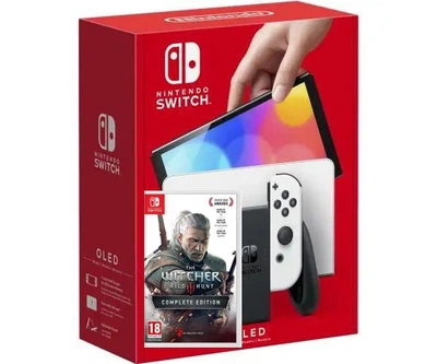 Nintendo Switch (OLED model) White + Игра The Witcher 3: Wild Hunt Complete Edition (русская версия)
