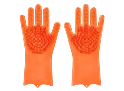 Силиконовые перчатки для уборки и мытья посуды Magic Silicone Gloves Оранжевые HMD 91-8722176