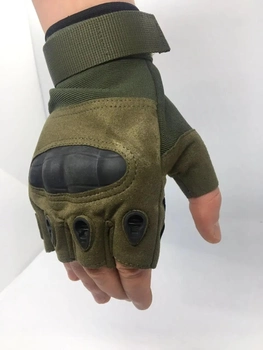 Военные штурмовые перчатки без пальцев Combat (походные, армейские, защитные, охотничьи) Оливковый Размер :L(23999poxsscs)(LIVE)