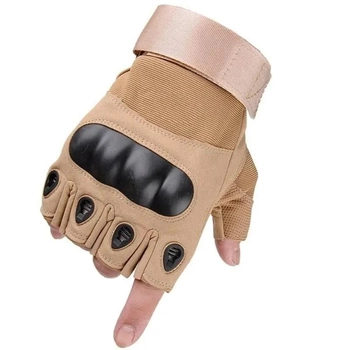Военные штурмовые перчатки без пальцев Combat (походные, армейские, защитные, охотничьи) Песочный Размер :М(23999kod)(LIVE)