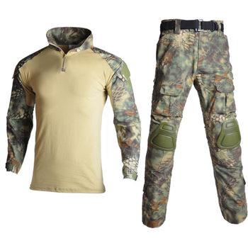 Тактичний костюм HAN WILD Jungle Python Убакс та Штани із захистом колін 2XL Зелений Камуфляж HWP00268-2