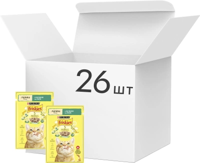 Упаковка влажного корма для кошек Purina Friskies кусочки в подливе с уткой 26 шт по 85 г (7613036962285)